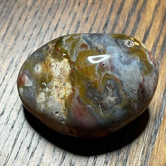 Ocean Jasper palm stone crystal natural druzy orbicular orbs red jelly white yel - Picture 5 of 14